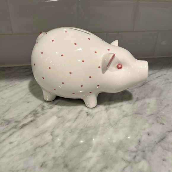 Tiffany & Co Ceramic Piggy Bank with Pink Polka Dots - Picture 2 of 4